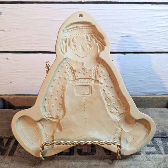 Vintage Brown Bag Cookie Art Raggedy Andy Stoneware Cookie Mold Hill Design 1986 - Picture 1 of 4